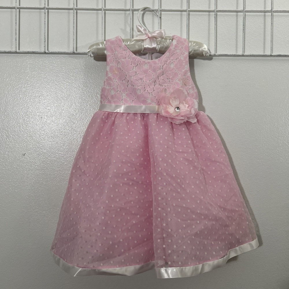 Rare Editions Girl 18MO Dress Polka dot‎ Tulle Twirl Fit & Flare Party B119